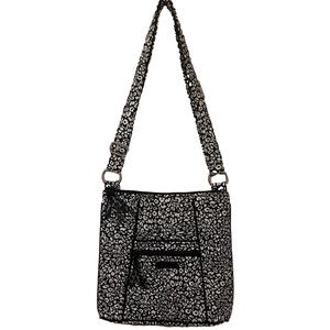 Vera Bradley Black White Printed Cloth Crossbody Bag Adjustable Strap